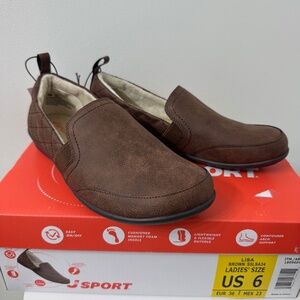 JSport Lisa Brown Slip-On Comfort Shoes Memory Foam Women’s Size 6 NEW